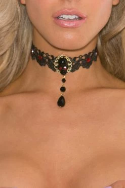Shirley Of Hollywood Black Skull Gothic Choker BDSM Collars