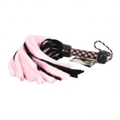 Entrenue Suede And Fluff MINI Flogger - 18" - Pink/Black BDSM