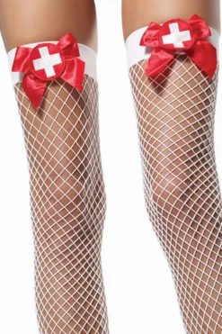 Leg Avenue Nurse White Fishnet Thigh Highs