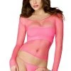 Music Legs 3 PC Hot Pink Fishnet Lingerie Set Bodystocking Lingerie