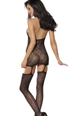 BL Brands Floral Lace Garter Dress Body Stocking Bodystocking Lingerie