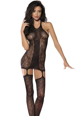 BL Brands Floral Lace Garter Dress Body Stocking Bodystocking Lingerie
