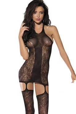 BL Brands Floral Lace Garter Dress Body Stocking Bodystocking Lingerie