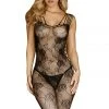 BL Brands Bodystocking Lingerie Roses Are Black Crotchless Body Stocking