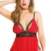 Shirley Of Hollywood Lingerie Red Split Cup Mesh Babydoll & Panty