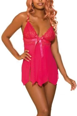 Shirley Of Hollywood Berry Pink Jagged Hemline Flutter Babydoll Lingerie 8 Shirley Of Hollywood Berry Pink Jagged Hemline Flutter Babydoll Lingerie
