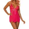 Shirley Of Hollywood Berry Pink Jagged Hemline Flutter Babydoll Lingerie