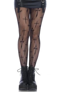 Leg Avenue All Hosiery & Stockings Gothic Cross Print Net Tights