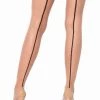 Leg Avenue Beige Fishnet Stockings With Back Seams