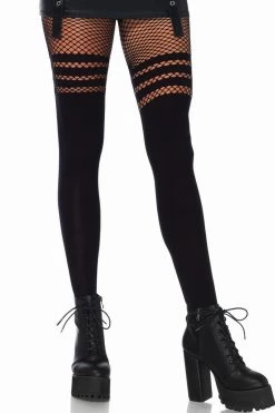 Leg Avenue Opaque Thigh High Fishnet Pantyhose