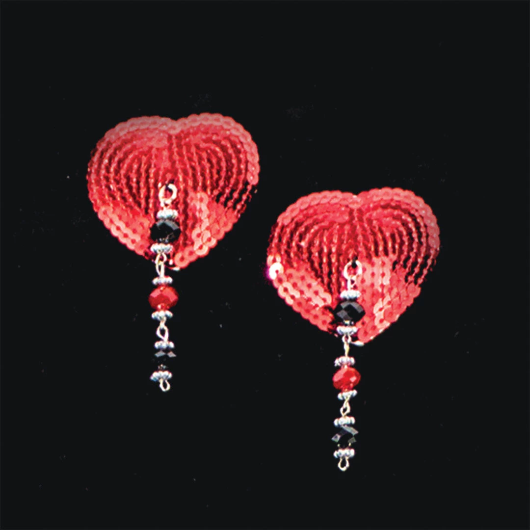 Entrenue Accessories Bijoux De Nip Heart Red Sequin Pasties W/ Facet Beads 4 Entrenue Accessories Bijoux De Nip Heart Red Sequin Pasties W/ Facet Beads