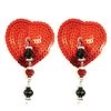 Entrenue Accessories Bijoux De Nip Heart Red Sequin Pasties W/ Facet Beads 1 Entrenue Accessories Bijoux De Nip Heart Red Sequin Pasties W/ Facet Beads