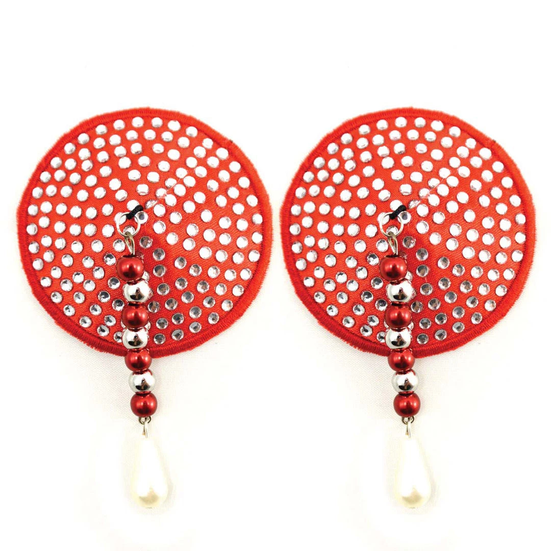 Entrenue Bijoux De Nip Round Red Crystal Pasties W/ Facet Beads Accessories 3 Entrenue Bijoux De Nip Round Red Crystal Pasties W/ Facet Beads Accessories