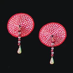 Entrenue Bijoux De Nip Round Red Crystal Pasties W/ Facet Beads Accessories