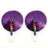 Entrenue Dancewear Bijoux De Nip Round Purple Sequin Pasties W/ Rainbow Beads 2 Entrenue Dancewear Bijoux De Nip Round Purple Sequin Pasties W/ Rainbow Beads