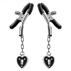 Entrenue Heart Padlock Nipple Clamps - Black