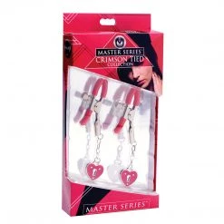 Entrenue Heart Padlock Nipple Clamps - Red