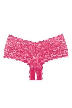 Allure Apple Cheeks Hot Pink Crotchless Boyshort Panty Lingerie