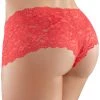 Allure Apple Cheeks Red Crotchless Boyshort Panty