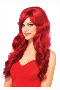Leg Avenue Accessories Red Long Wavy Wig With Adjustable Straps