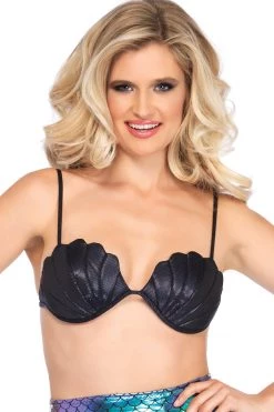Leg Avenue Black Mermaid Shell Bra Top