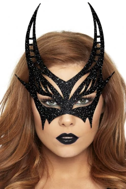 Leg Avenue Black Glitter Devil Mask