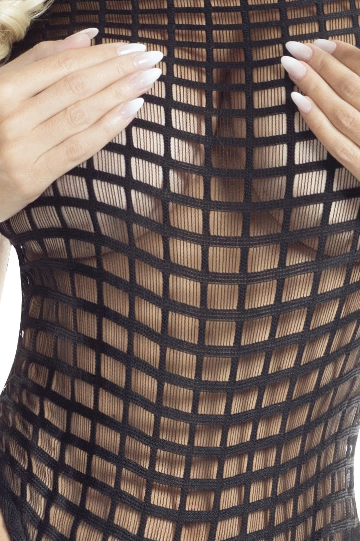 Raveware Courtney Checkered Net Teddy Lingerie - Black 5 Raveware Courtney Checkered Net Teddy Lingerie - Black