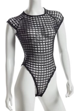 Raveware Courtney Checkered Net Teddy Lingerie - Black 12 Raveware Courtney Checkered Net Teddy Lingerie - Black