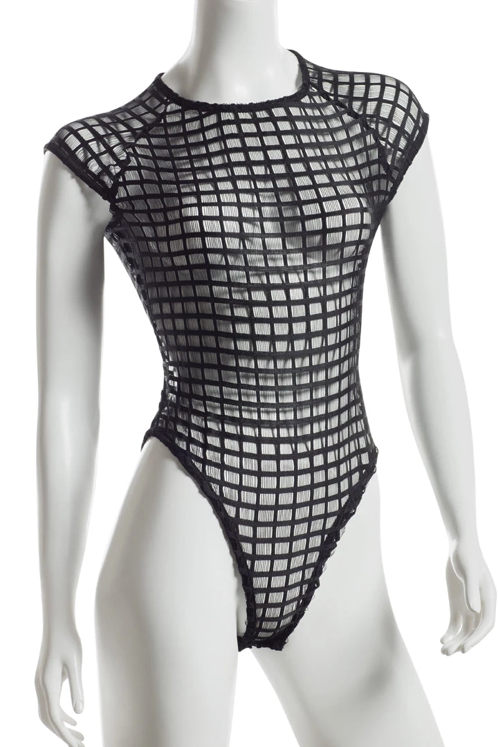 Raveware Courtney Checkered Net Teddy Lingerie - Black 7 Raveware Courtney Checkered Net Teddy Lingerie - Black