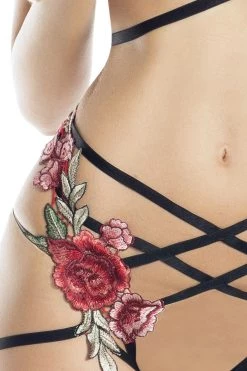 Raveware Criss-Cross Applique Cupless Bra & Crotchless Panty Set 10 Raveware Criss-Cross Applique Cupless Bra & Crotchless Panty Set