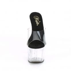 Pleaser Shoes 7" Heel Slip On Clear Black Platform Side*