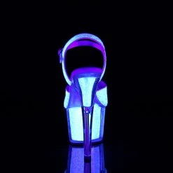 Pleaser 7" Heel White Ankle Strap Sandal W/Glitter Inserts* 9 Pleaser 7