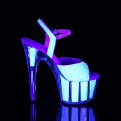 Pleaser 7" Heel White Ankle Strap Sandal W/Glitter Inserts* 11 Pleaser 7