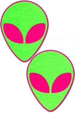 Pastease Glowing Neon Green & Pink Alien Nipple Pasties Glow In The Dark & Neon