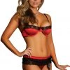 Magic Silk Luscious Red Satin Demi Cup & Garter Set Lingerie