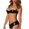 Magic Silk Liquid Onyx Shelf Bra & Garter Panty Set BDSM Lingerie