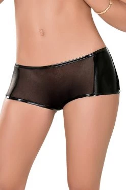Magic Silk BDSM Lingerie Raven Black Mesh Booty Shorts