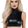 Starline Latex Lingerie Wet Look Turtle Neck Crop Top