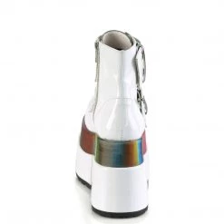 Pleaser 4 1/2" White Tiered Platform Lace-Up Ankle Boot, Side Zip*