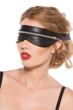 Allure Blindfolds & Masks Faux Leather Zipper Mask