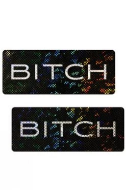 Pastease Shattered Glass Disco Ball Black 'BITCH' Bar Nipple Pasties