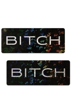 Pastease Shattered Glass Disco Ball Black'BITCH' Bar Nipple Pasties
