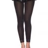 Music Legs Onyx Opaque Leggings With Lace Trim Hosiery