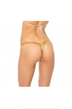 BodyShotz Gold Lamé Micro V Thong Lingerie