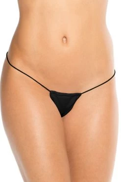 BodyShotz Thong Bottom W/ String Strap - Black