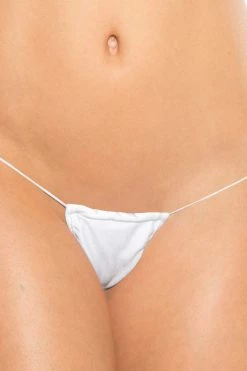 BodyShotz Thong Bottom W/ String Strap - White Dancewear