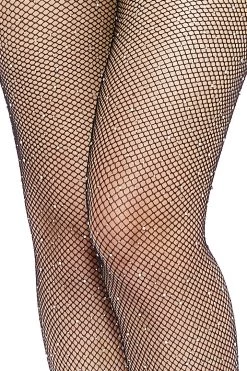 Popsi Black Fishnet & Rhinestone Pantyhose