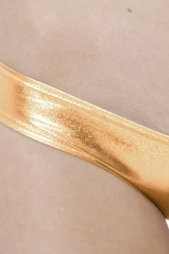 BodyShotz Gold Lamé Ruched Micro Booty Shorts Dancewear