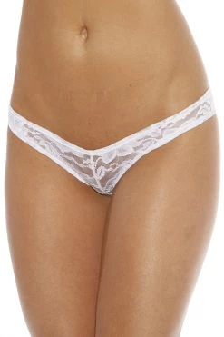 BodyShotz Lingerie White Soft Lace Cheeky Thong Panty