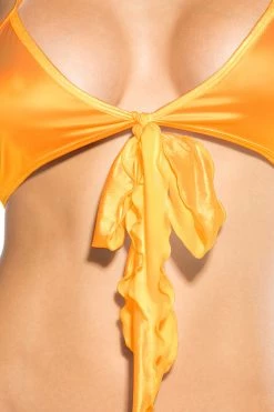 BodyShotz Dancewear Bow Front Top - Neon Orange